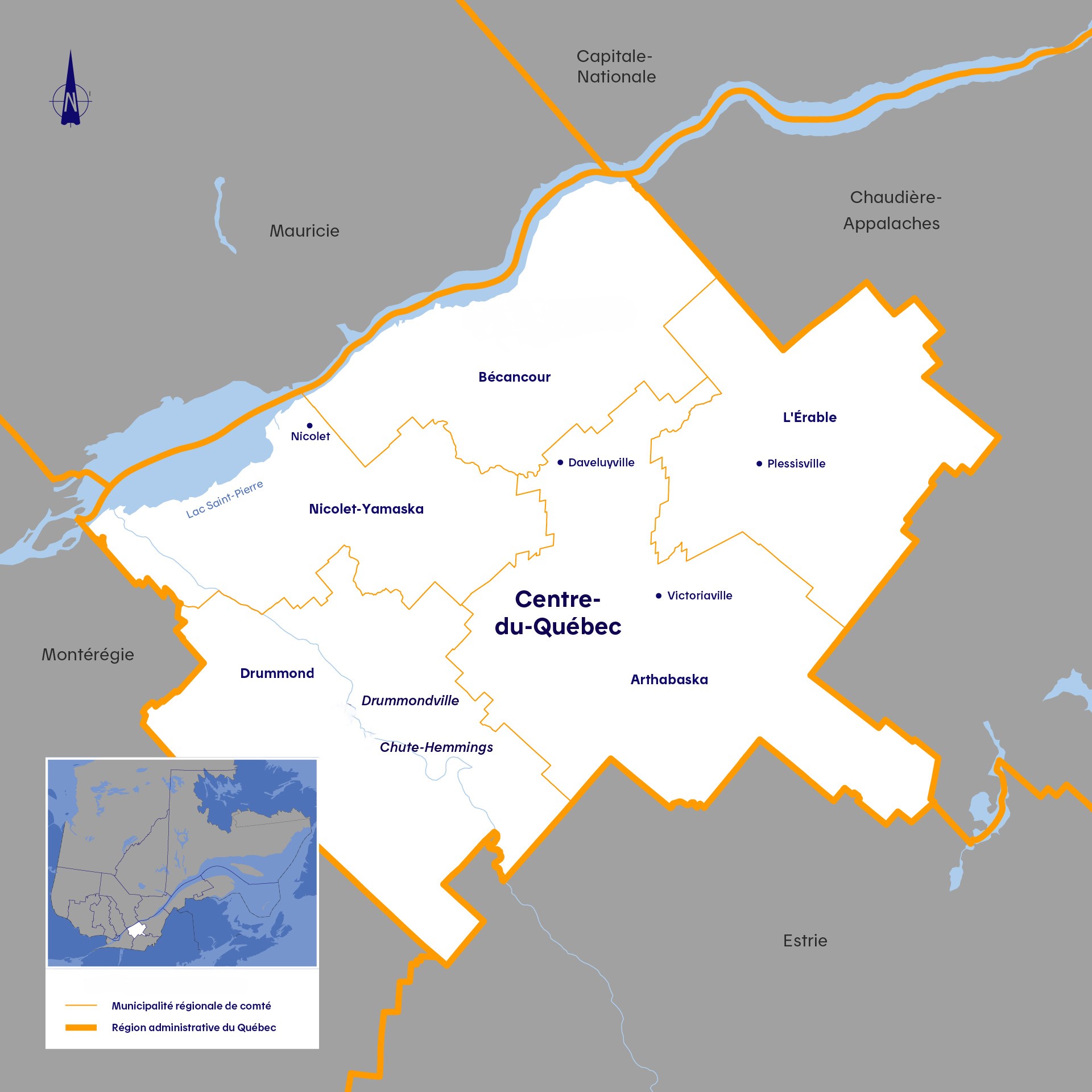 Carte du Centre-du-Québec